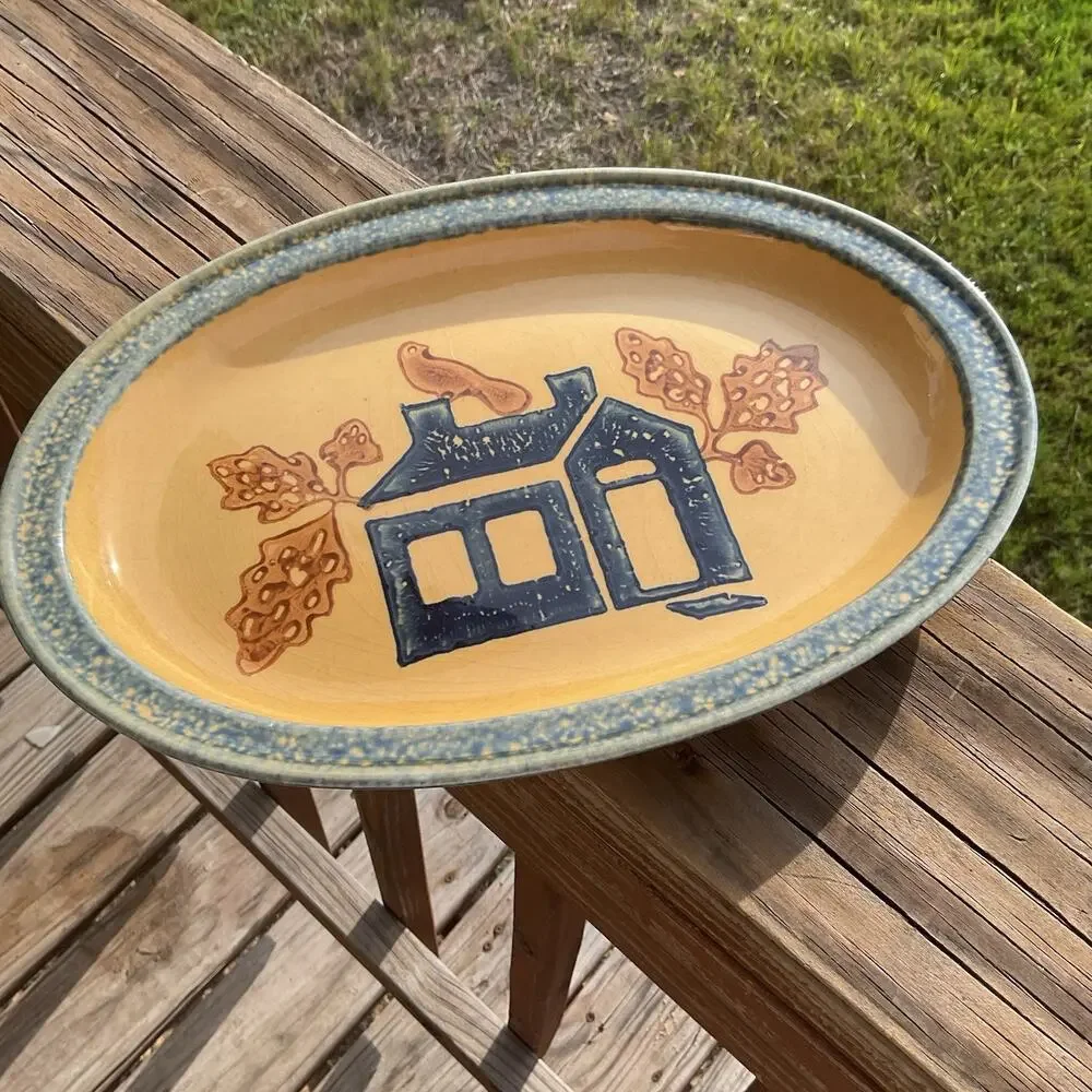 Pfaltzgraff America Serving Platter MAFA USA 14x10” American Folk Art Sponge